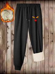  Graphic Print Fleece Harem Trousers