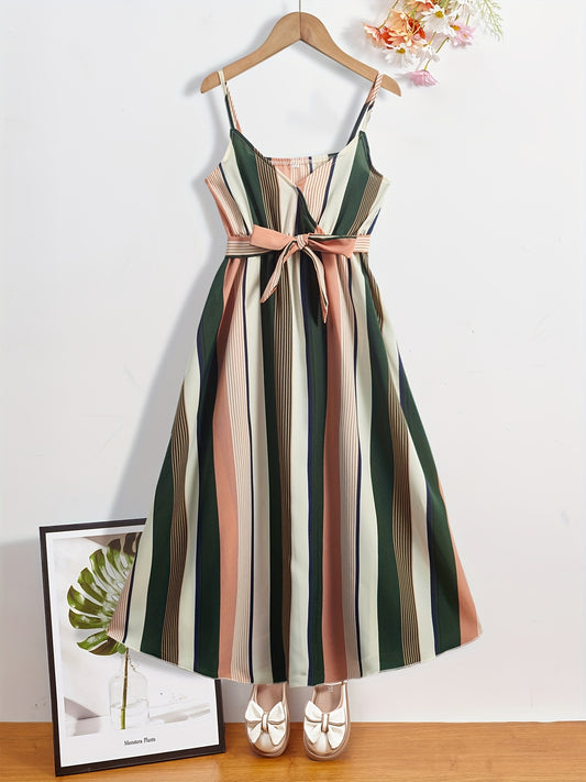 Girls Striped Sleeveless Summer Dress For Kids