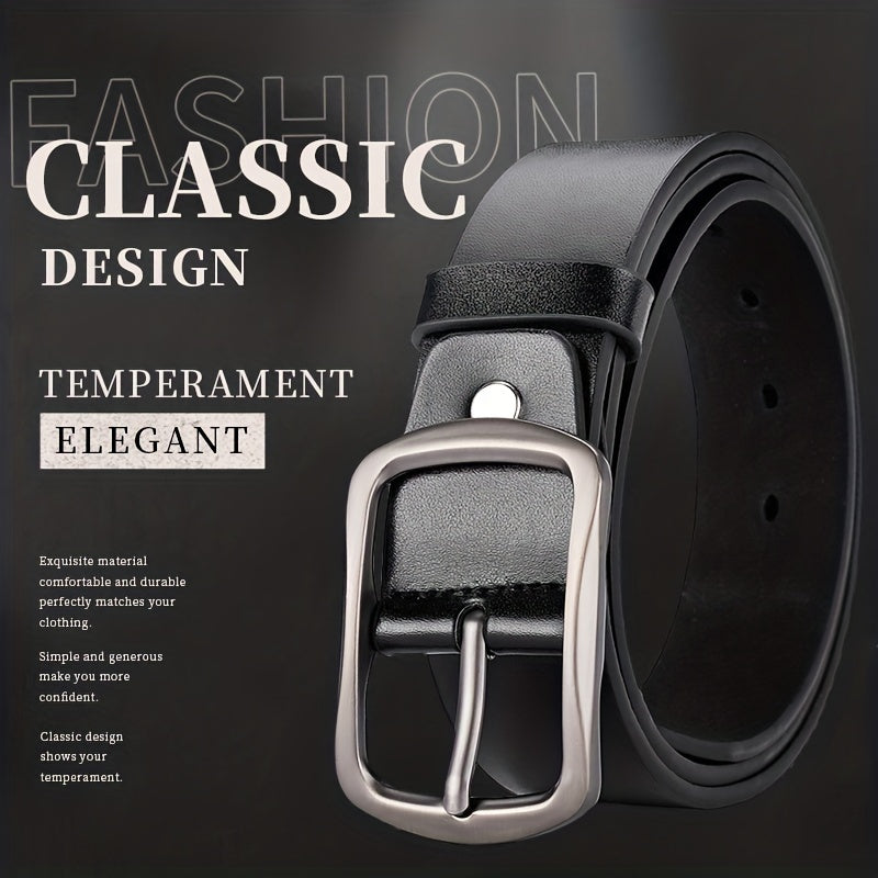 Men's PU Leather Belt Unisex Plain Decorative Accessories for Pants Jeans