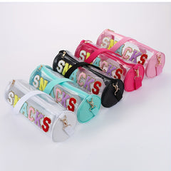 Waterproof Letter Embroidery Crossbody Bag PVC Toiletry Bag