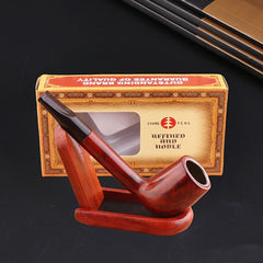 Resin Solid Wood Carved Smoking Tube Curved Handle Wooden Smoking Tube