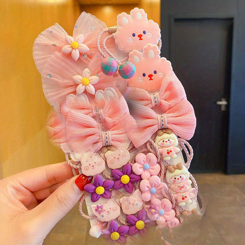20pcs Girls Cartoon Hair Ties Set Holiday Gift