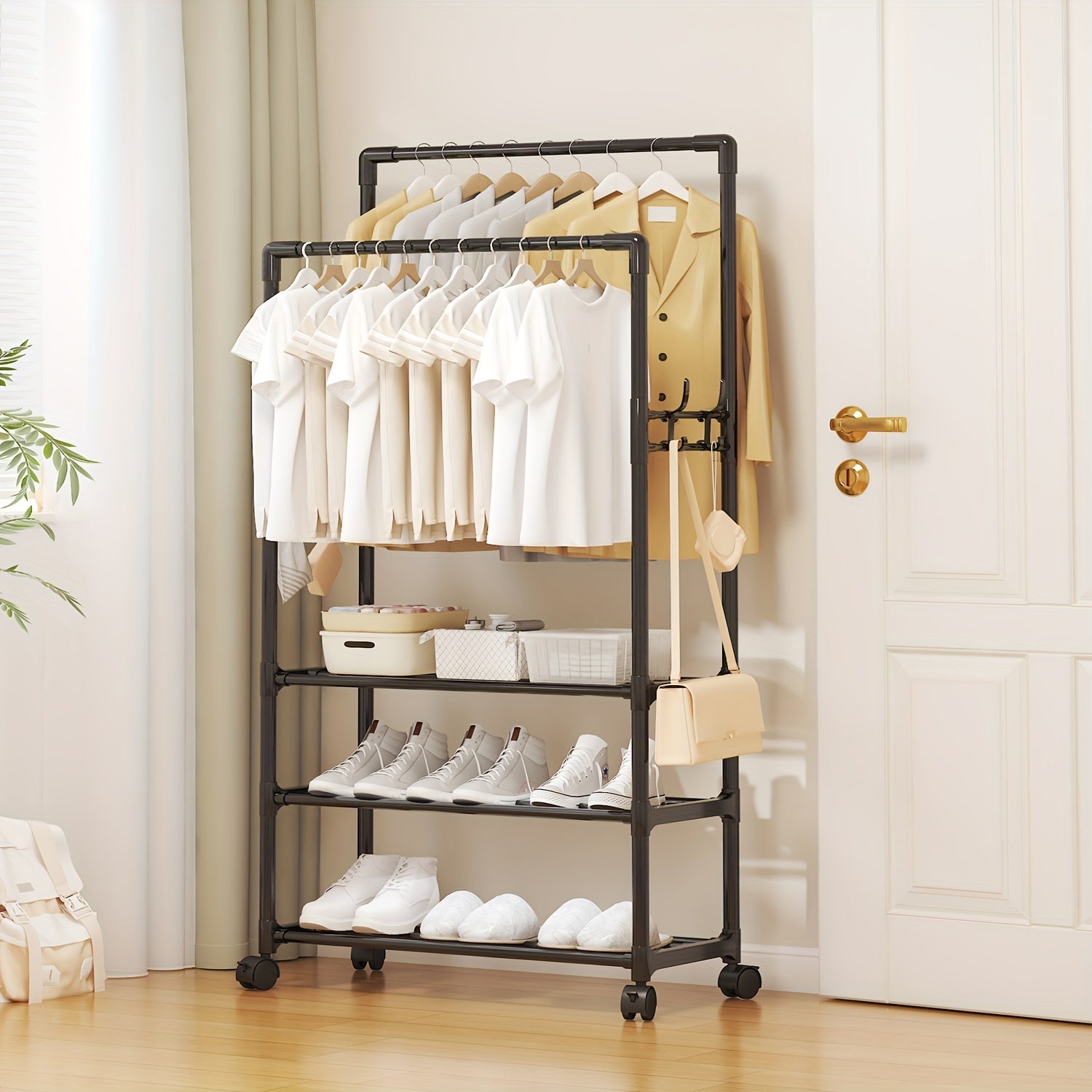 3 Layer Clothes Rack Hat Shoes Bag Storage Rack