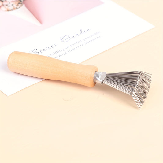 Wooden Hair Brush & Comb Cleaning Tool with Handle