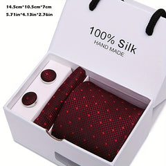 Men's Tie, Pocket Towel & Cufflinks Set for Business Wedding