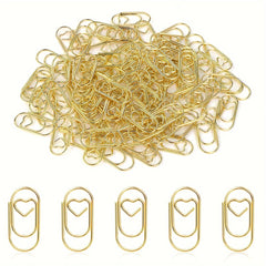 40pcs Rose Golden Heart Shaped Paper Clips - Small Mini Smooth Micro Clips