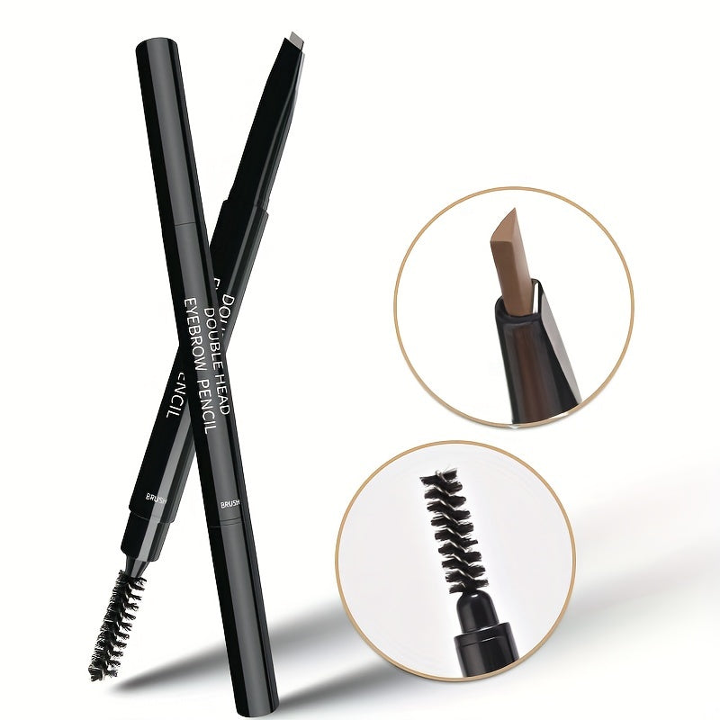 Triangle Head Eyebrow Pencil Double Ended Stick & Spiral Brush 3 Colors