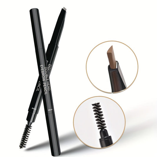 Triangle Head Eyebrow Pencil Double Ended Stick & Spiral Brush 3 Colors