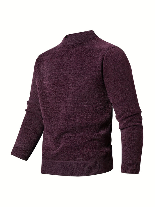 Knitted Stand Collar Sweater Men's Casual Warm Pullover Sweater