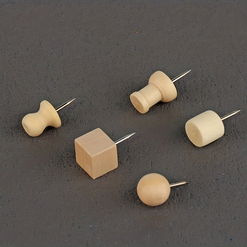30pcs Creative Wooden Pattern Nail Press Nail Soft Woodworking Word Nail