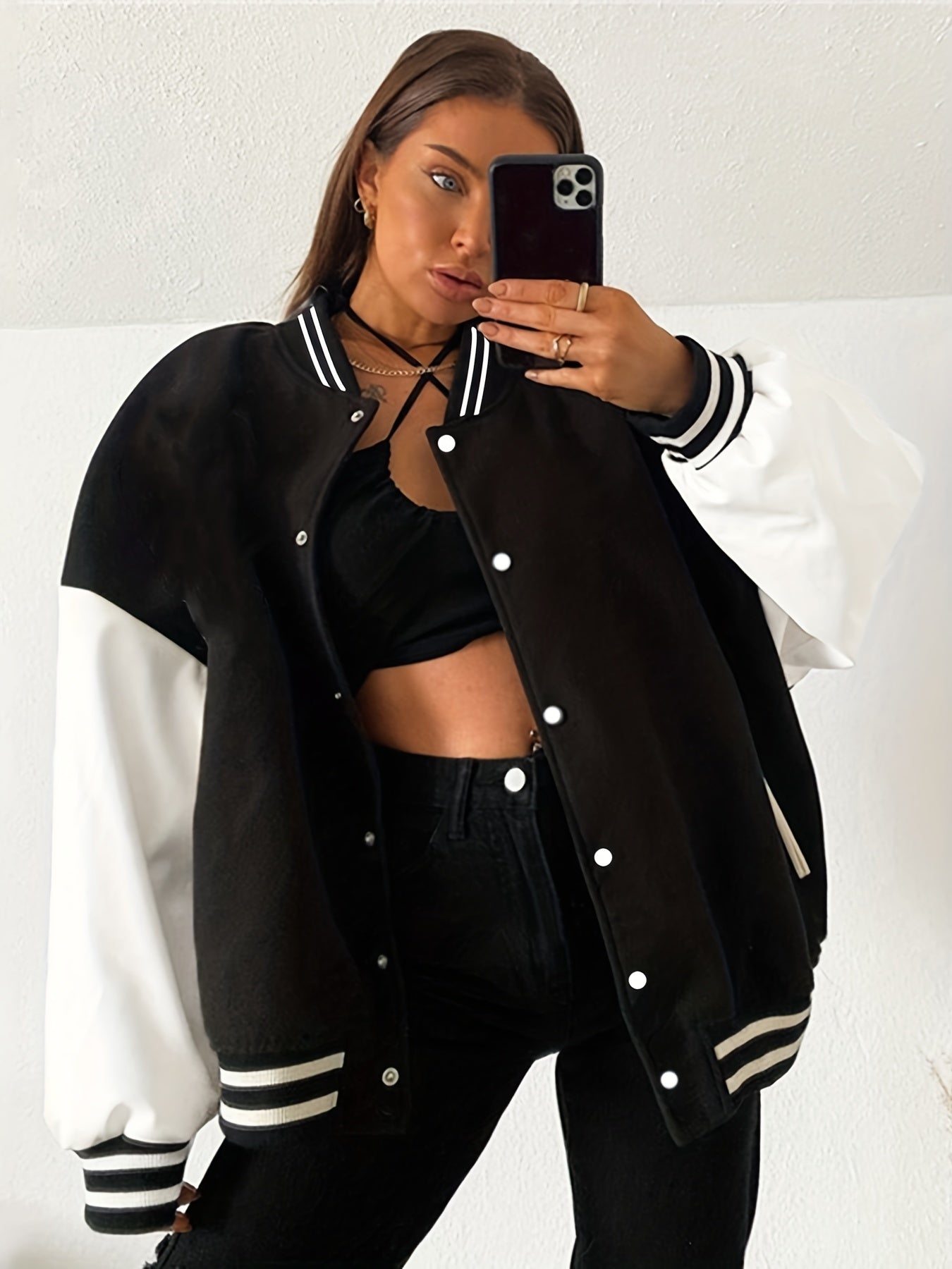 Preppy Classic Varsity Jacket Long Sleeve Casual Jacket