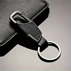Men's Leather Keychain Metal Car Key Pendant