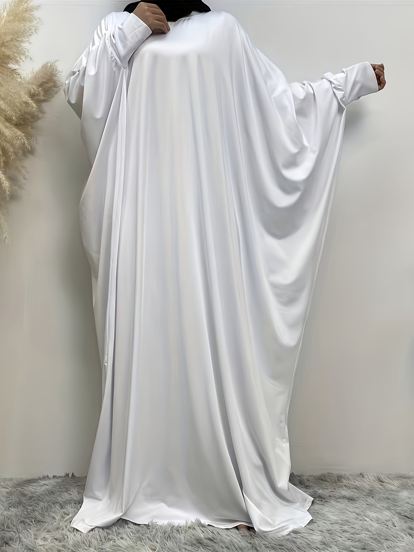  Casual Abaya Dress Women's Plus Solid Long Sleeve Maxi Dress