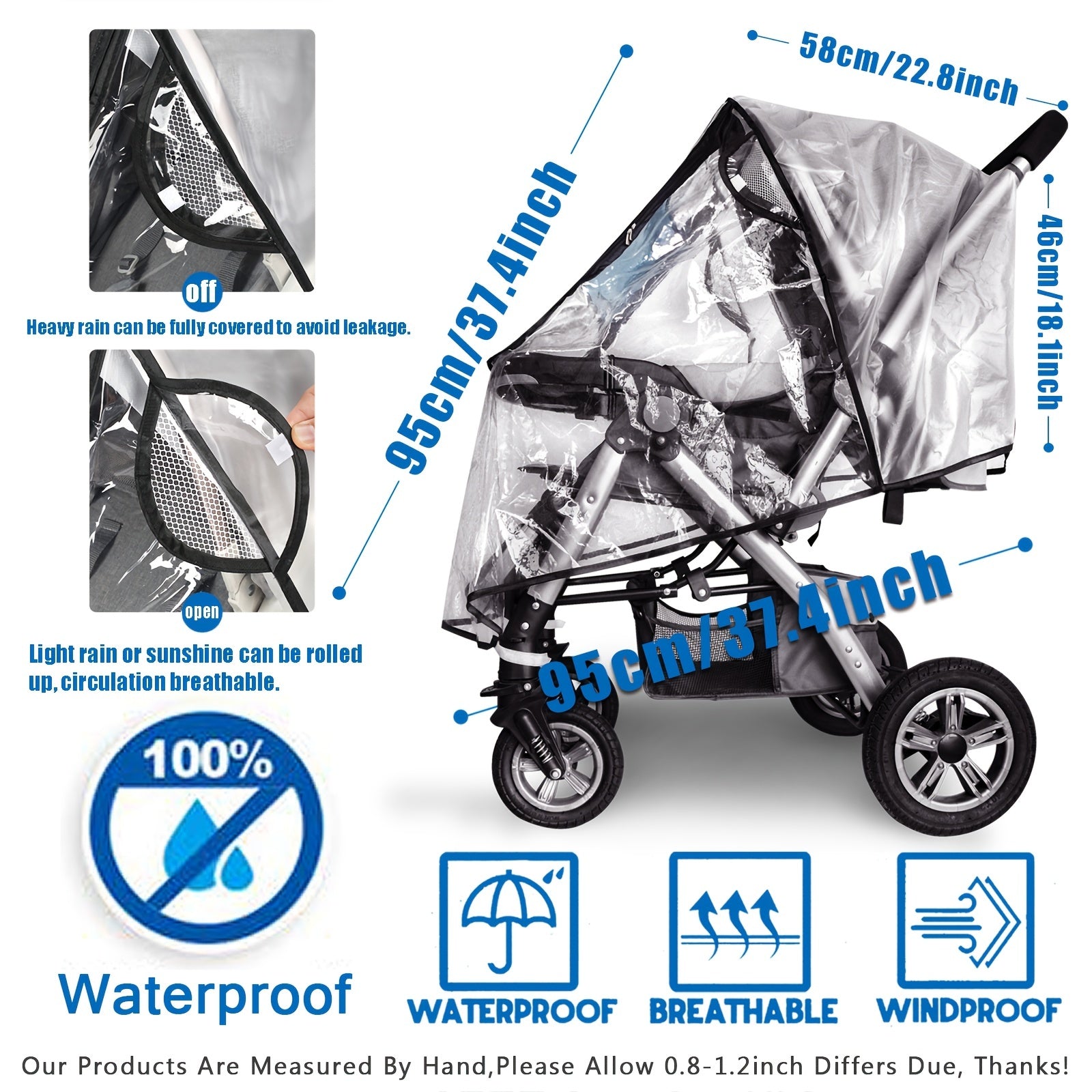 Universal Stroller Rain Cover Waterproof Windproof Protection