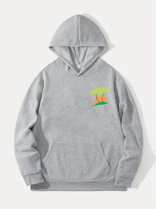 Coconut Tree Print Hoodie Men's Graphic Pullover Hooded Sweatshirt