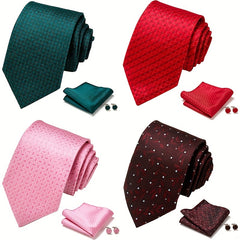 3pcs Polka Dot Tie Handkerchief Set Classic Men's Necktie