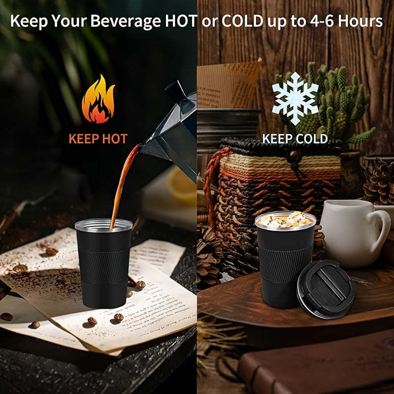 2oz Stainless Steel Coffee Mug Insulated with Leakproof Lid - Non Slip Grip