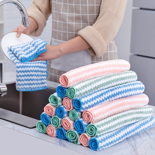 Coral Velvet Dishcloth Absorbs Water Scouring Pad Cleaning Towel Kitchen