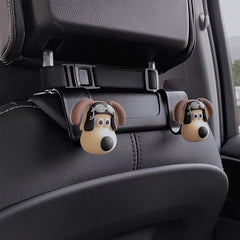 4pcs 3D Cartoon Puppy Car Hook Storage Hanger For Car Seat Back