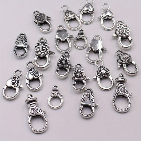 20pcs Mixed Ancient Silvery Alloy Lobster Clasp DIY Materials
