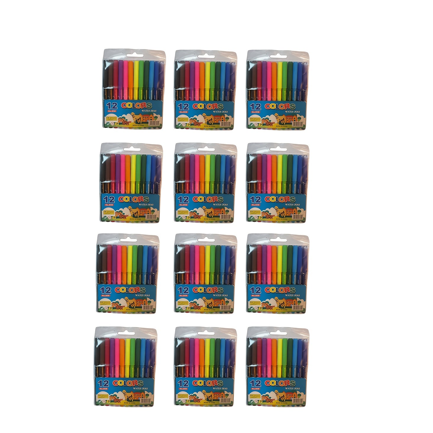 12 Watercolor Pens Set Washable Office Marker Art Supplies