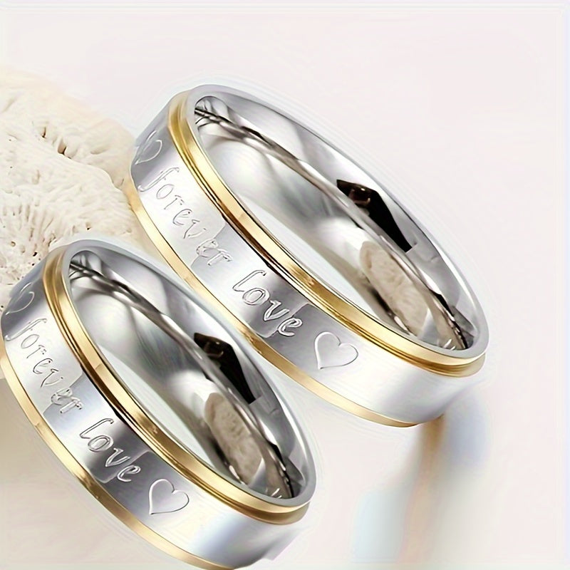 Golden & Silvery Polished Couple Ring Set