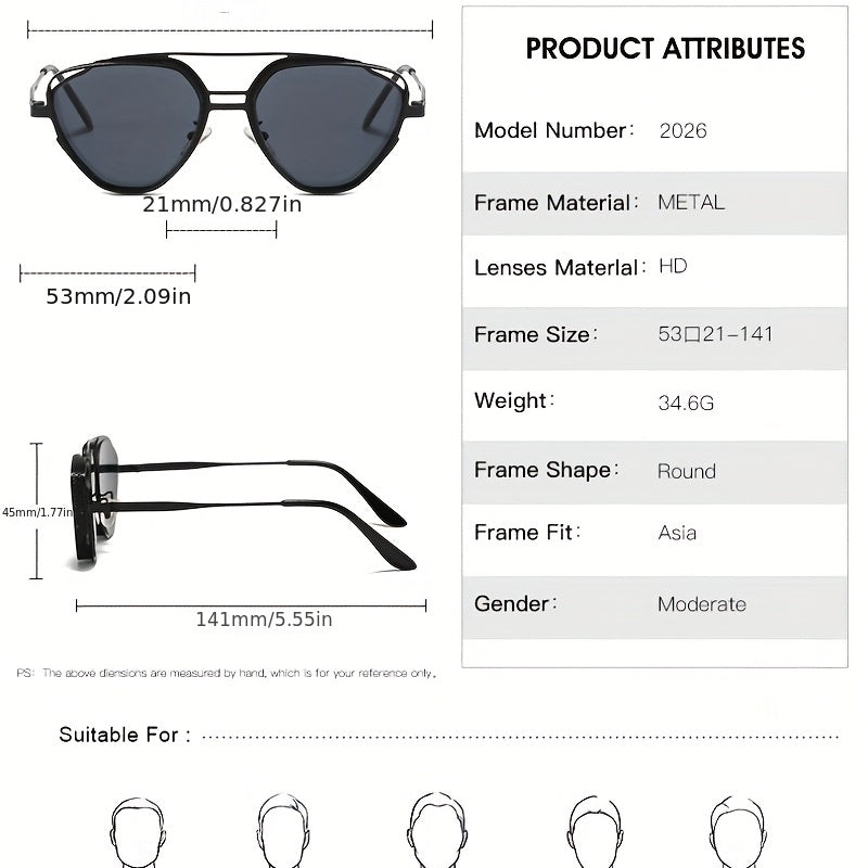 Triangle Frame Sunglasses Metal Fashionable Versatile Sunshade Mirror