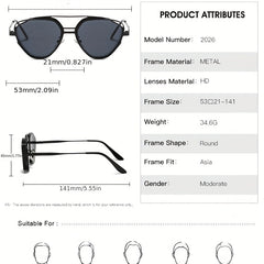 Triangle Frame Sunglasses Metal Fashionable Versatile Sunshade Mirror
