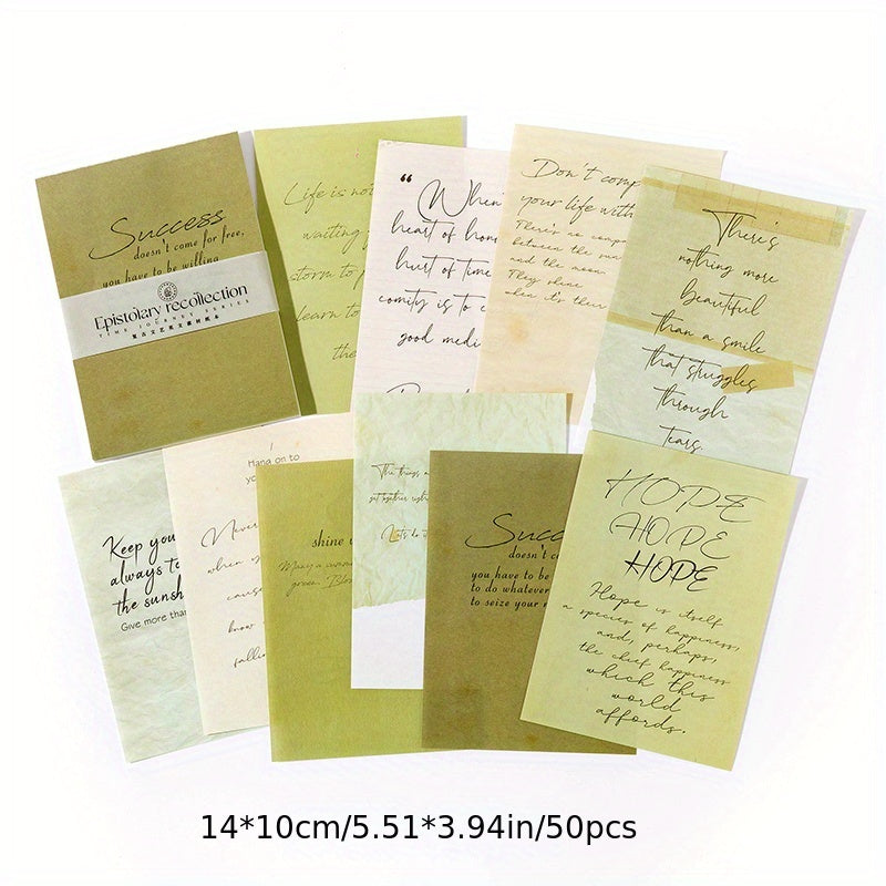 50 Sheets Retro English Journal Decoration Sticky Note Paper
