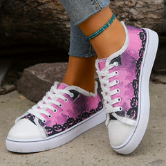 Women's Pumpkin Pattern Lace Up Canvas Halloween Shoes
