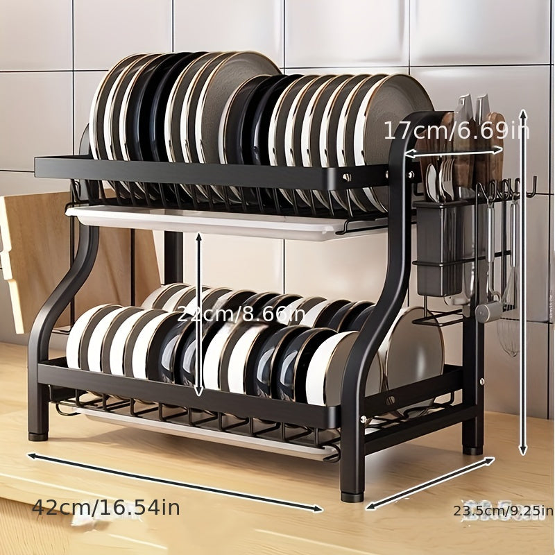 Compact Dish Drying Rack with Drainboard Set