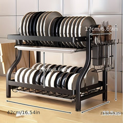 Compact Dish Drying Rack with Drainboard Set