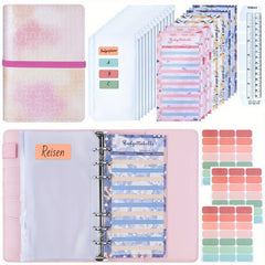 A6 Budget Book Set - PU Leather Binder Cover, Budget Sheets, Stickers