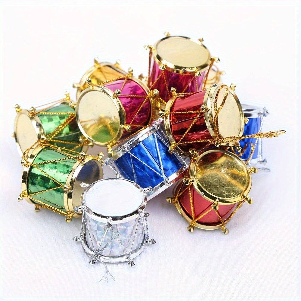 12pcs Christmas Drum Ornaments for Tree & Garland