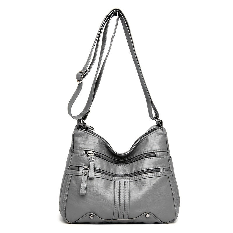 Studded Decor Crossbody Bag Women's Pocket Purse PU Leather Shoulder Bag