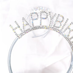 Birthday Headband Rhinestone Hoop Hair Accessories for Girls