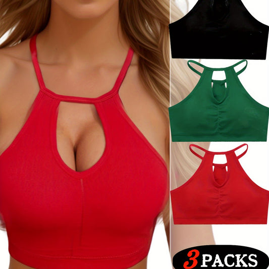 3pcs Hollow Sports Tank Top Comfortable Sports Bra Women's Activewear