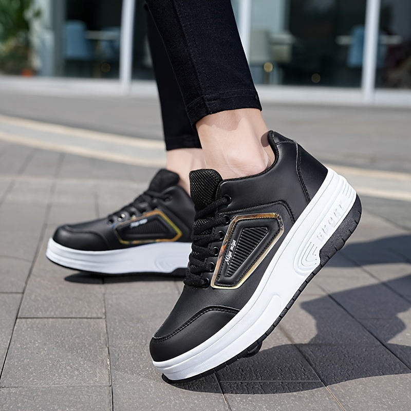 Solid Lace Up Roller Shoes For Boy's Teens