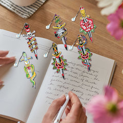 6 Pack Diamond Painting Bookmarks DIY with Tassels Resin Rhinestone Set