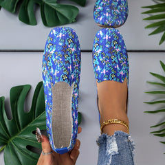 Flower & Butterfly Pattern Flat Shoes Lightweight Slip On Shoes