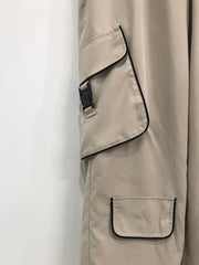  Solid High Rise Wide Leg Cargo Trousers