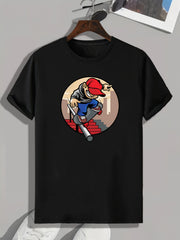 Skateboarding Pattern Print Men's Sports T-shirt
