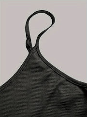 Ribbed Slip Lounge Dress Crew Neck Spaghetti Strap Home Dress