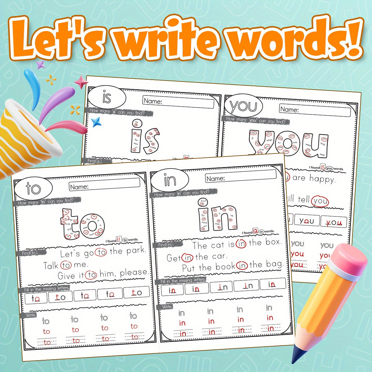 Kids First Words Tracing & Phonics Workbook Vocabulary Builder