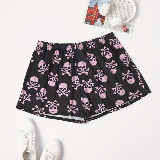  Skull Print Stretch Sleepwear Shorts