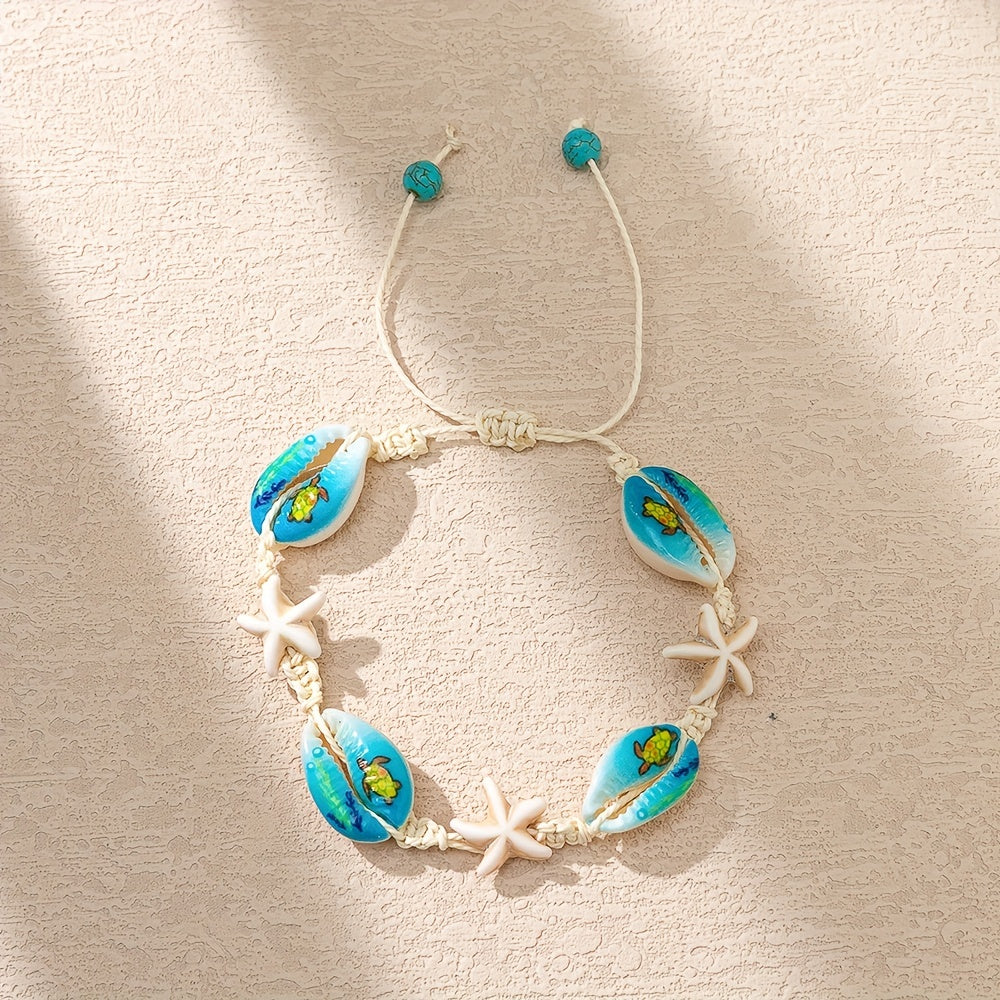 Shell & Starfish Beaded Braided Bracelet for Women