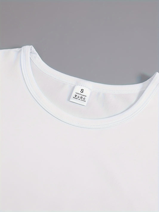 Printed Round Neck T-shirt Short Sleeves Sports Top Women's Activewear