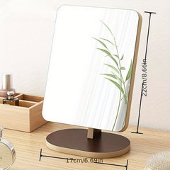 Wooden Vanity Mirror Rotating Makeup Mirror for Daily Makeup & Skincare