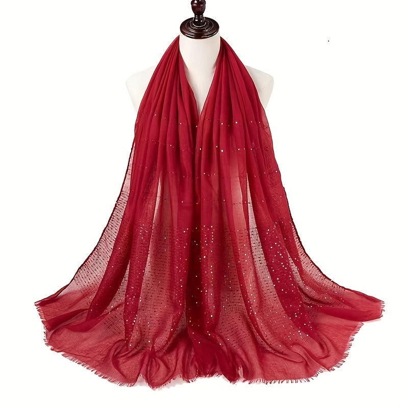 Solid Tassel Muslin Hijab Headband Thin Breathable Shawl