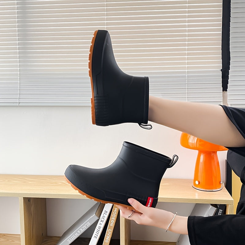 Women's Solid Rain Boots Waterproof Non Slip Short Boots